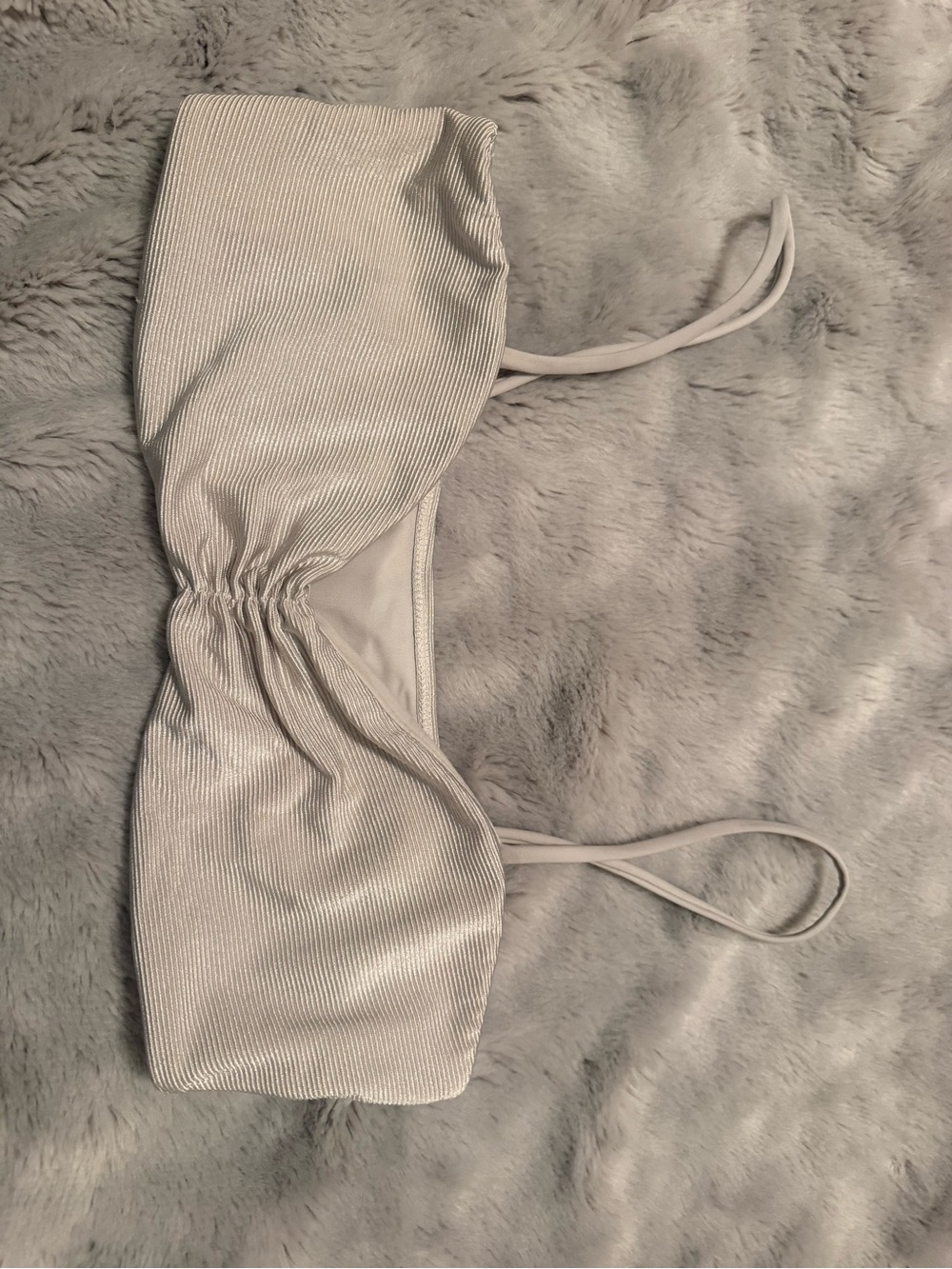 La Hearts by PacSun Cream Ribbed Bandeau Top